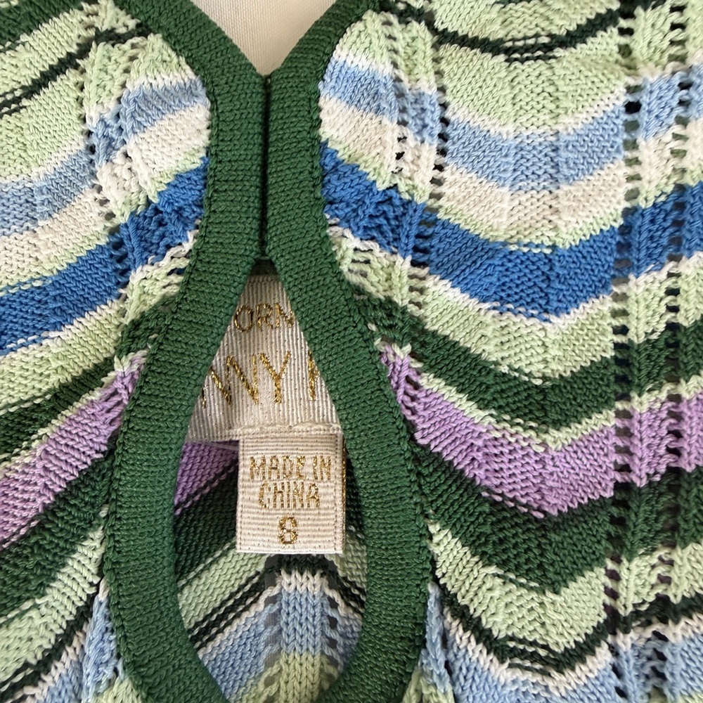 Torn Ronny Kobo Chevron Knit Two Piece Set Green Blue Crop Top Tank Skirt Small - Picture 6 of 11
